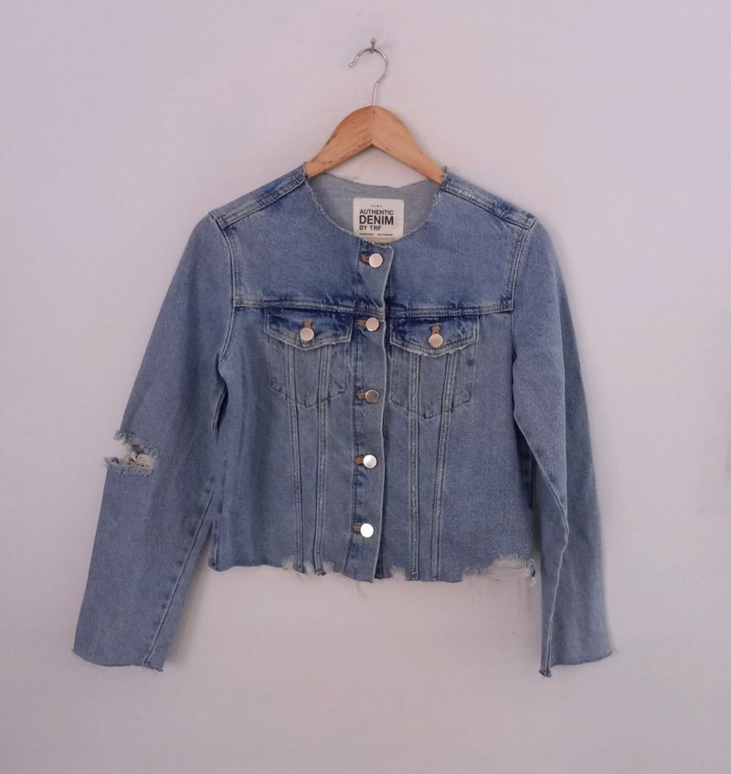 Light Blue Ripped Denim Jacket (Women's)