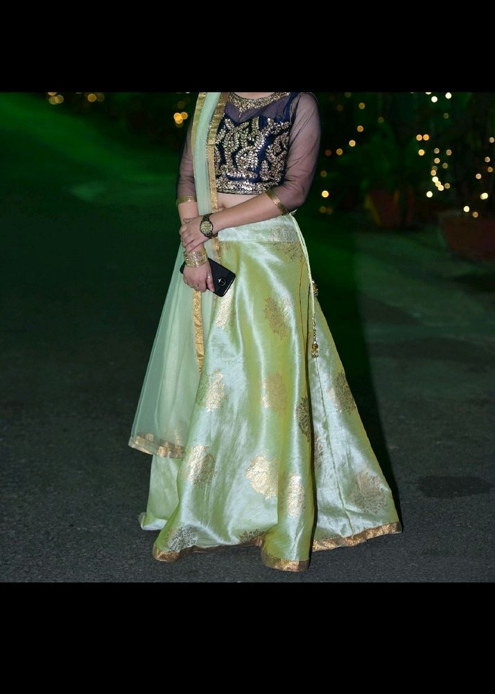 Unique mint green blue lehnga