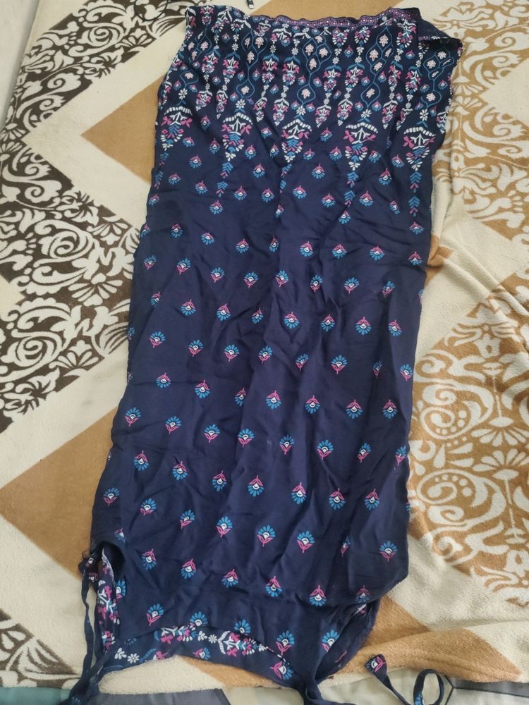 Blue Kurti With Tie-able Sleeves