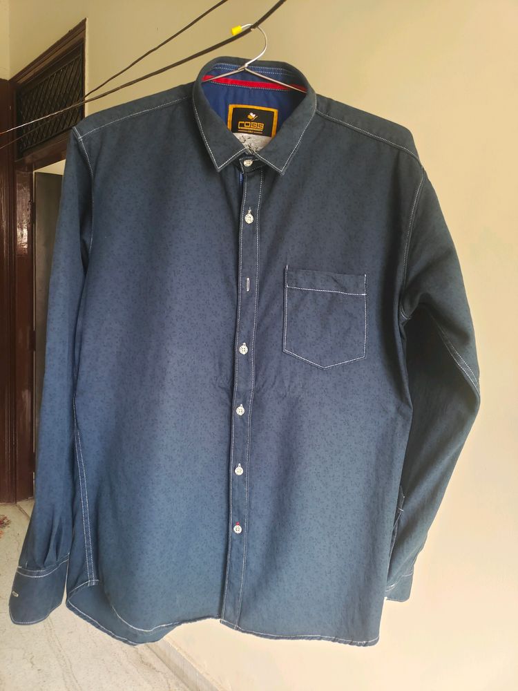 Cobb Pure Cotton Navy Blue Full Sleeve Shirt