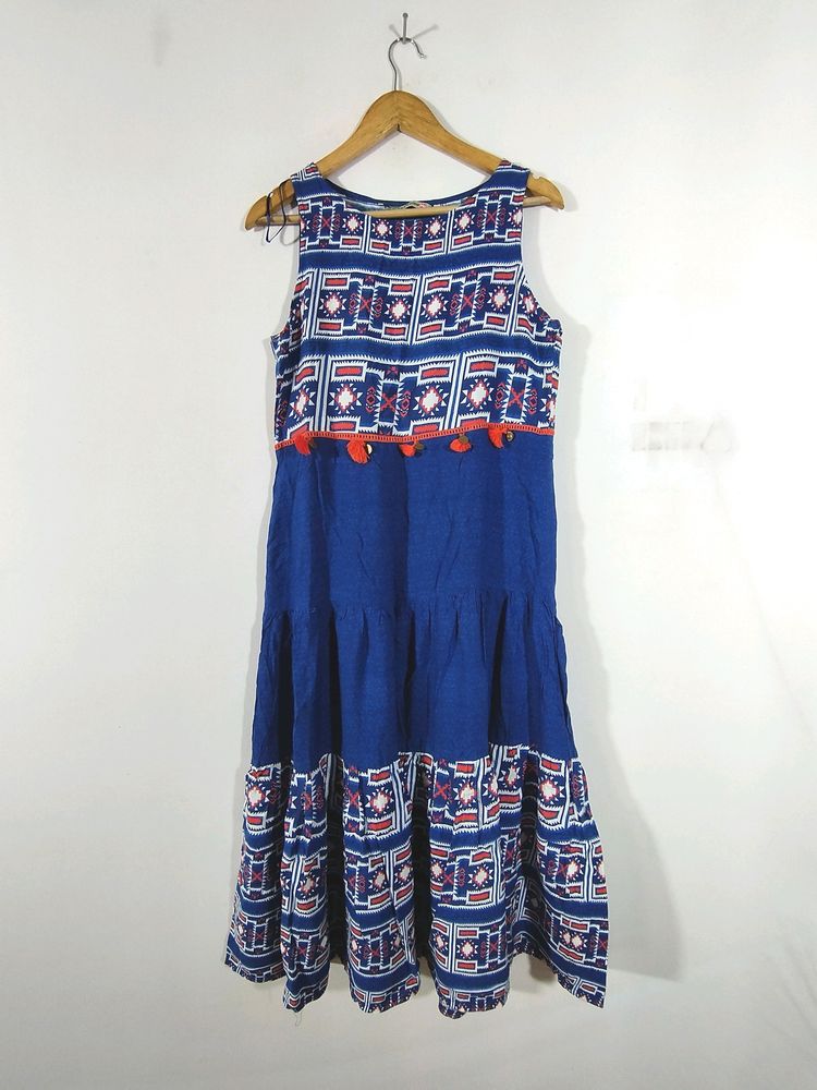 Blue Printed Dress (Women's)