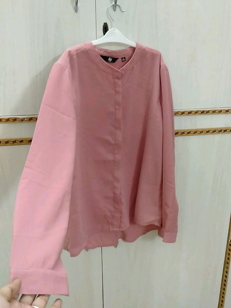 Very Pretty Pink Colour Formal Top With Mandarin[C