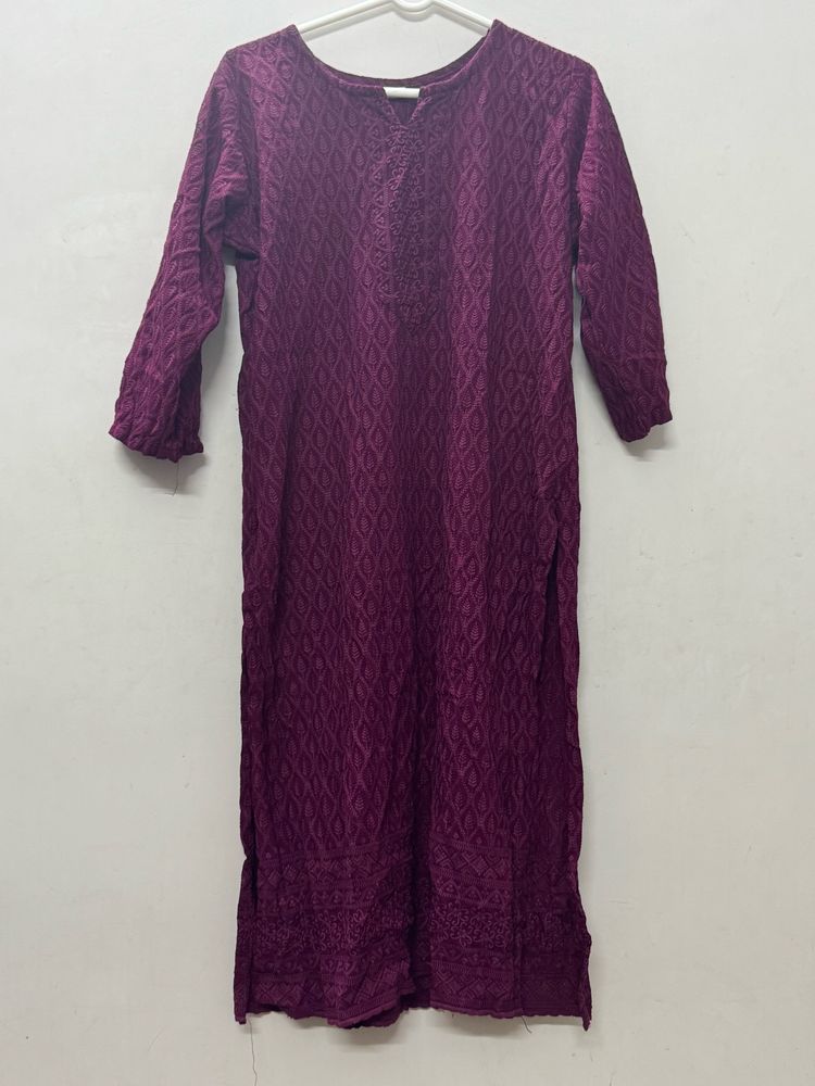 purple lucknowi cotton kurti size (XL)