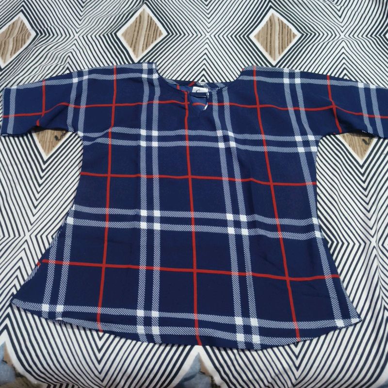 Chequered Blue Casual Top