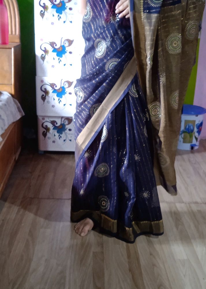 Golden Chumki Saree Only 1 Time Used