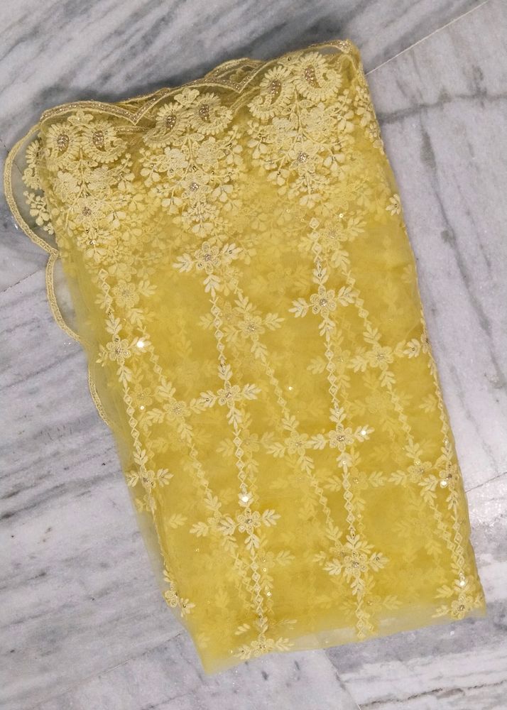 Designer Embroidered Yellow Chinkari Dupatta 💛