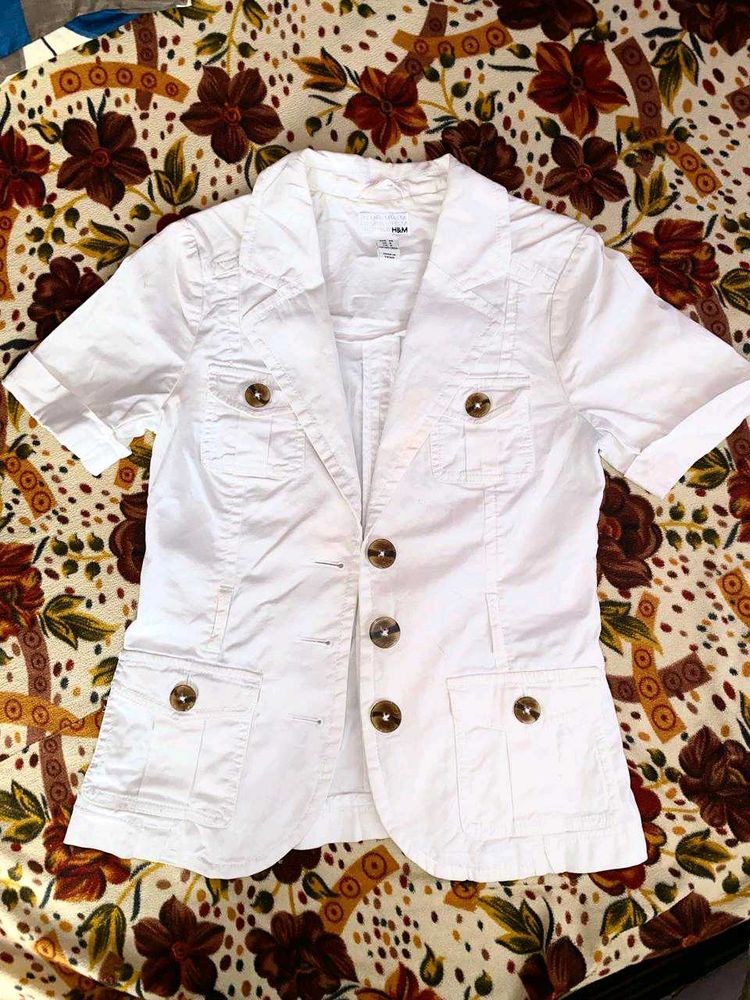 White Blazer With Short Sleeves