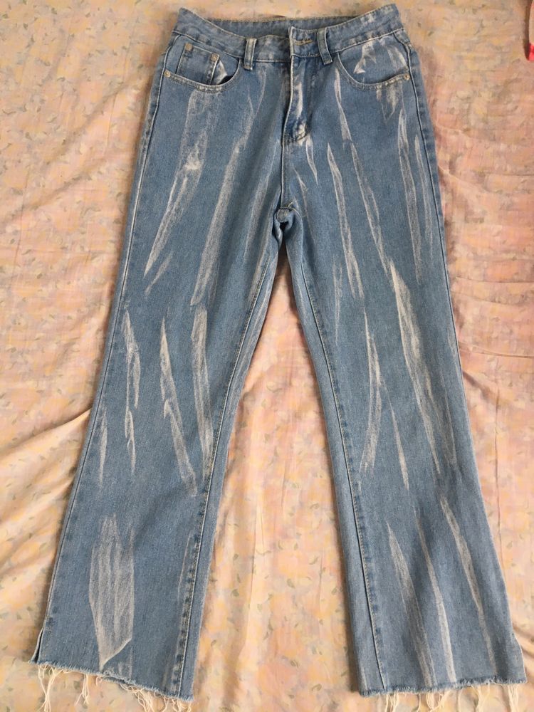 Denim Jeans With White Strips