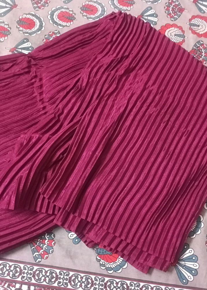 Wine Colored Pleated Saree