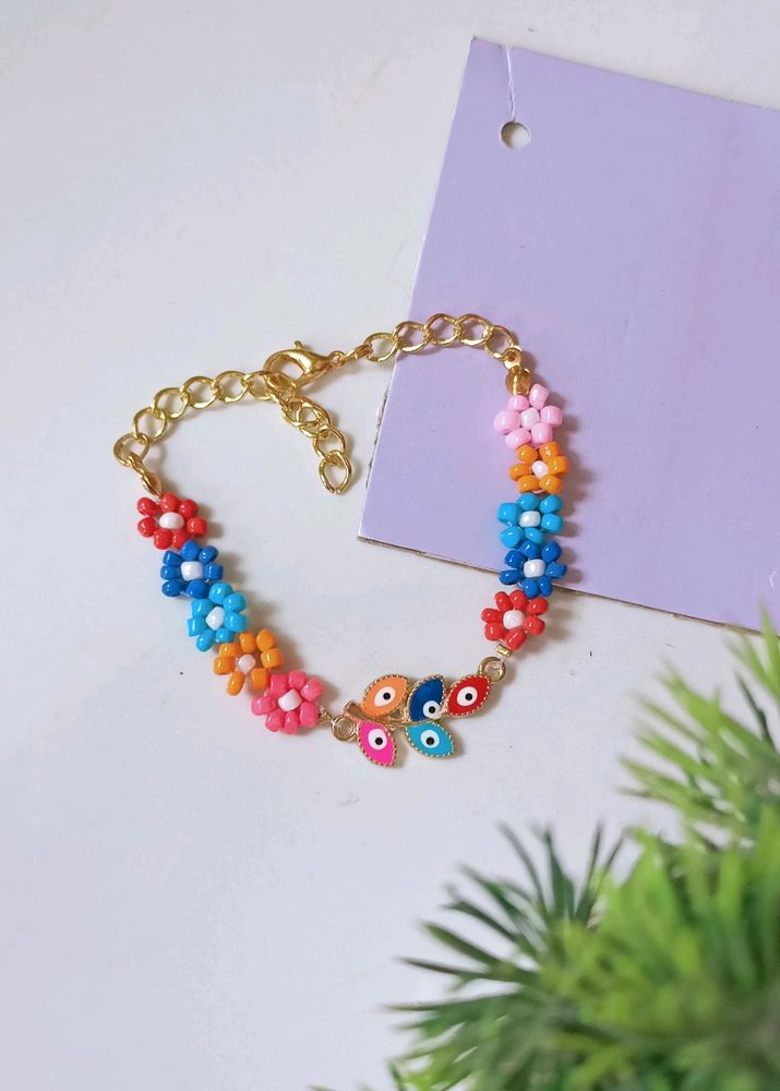 Handmade Evil Eye Daises Bracelet