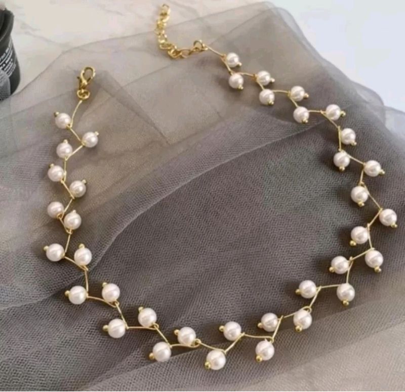 Brass Plated Sterling Pearl Necklace