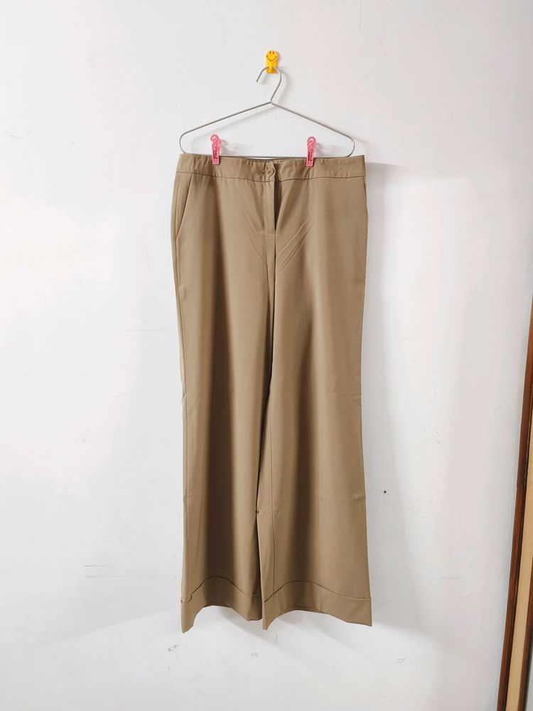 Beige Wide Leg Korean Trousers