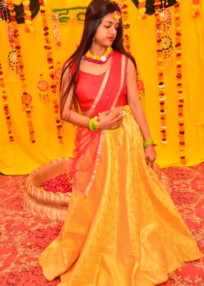 Silk Yellow Long Skirt With Dupatta