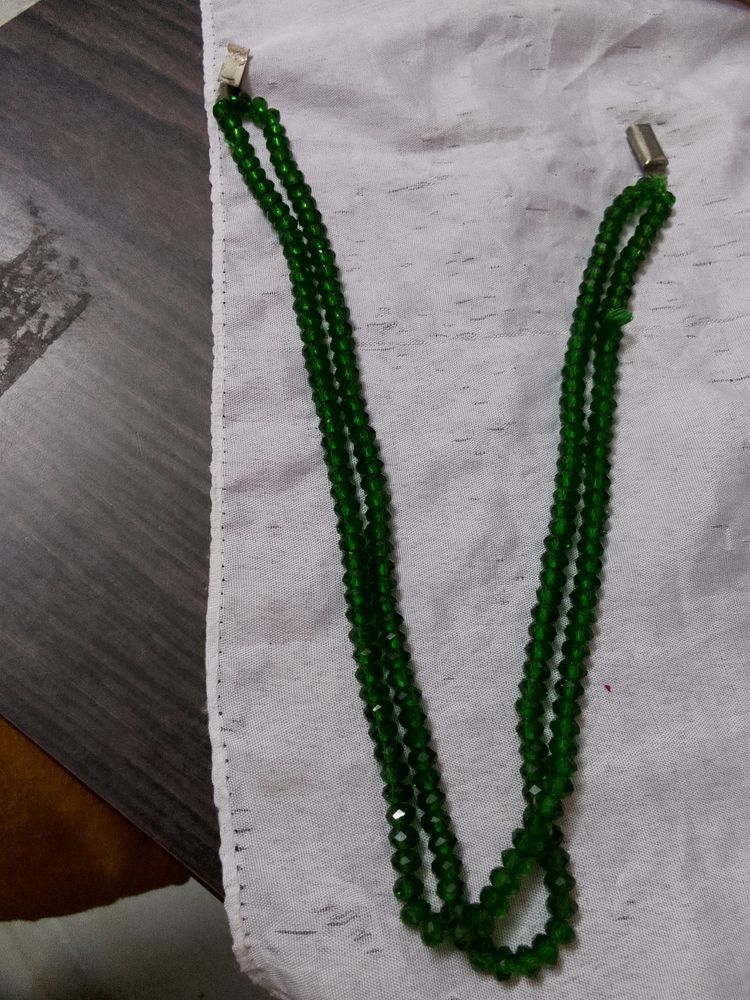 Glass Beads Mala Dark Green Color