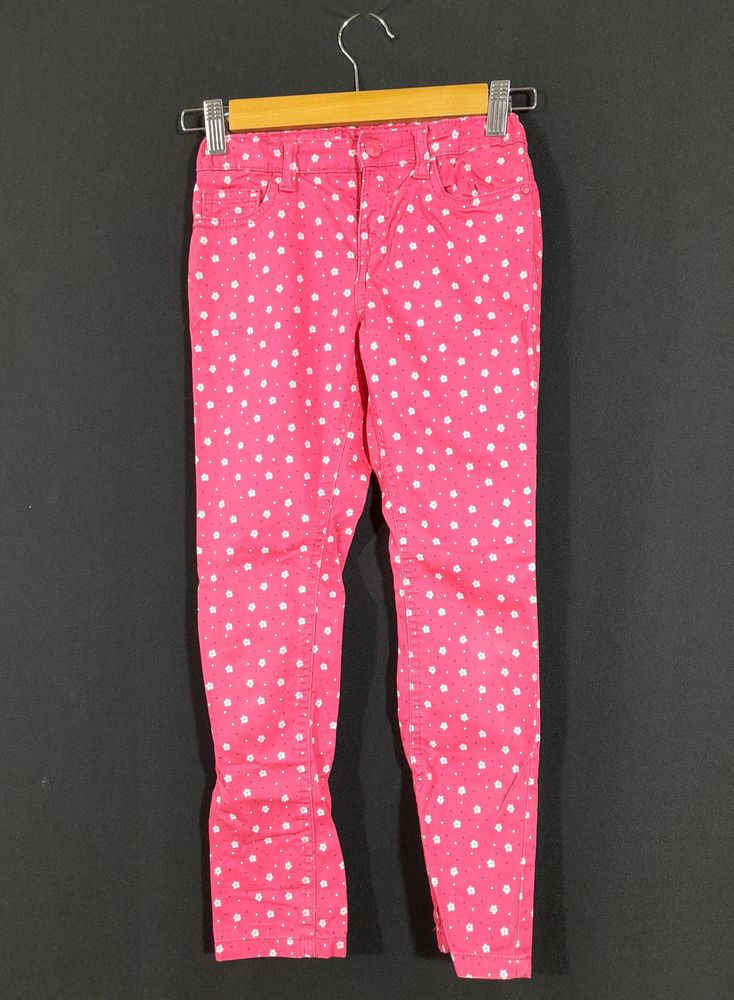 Pink Printed Pant For Girls (7-8 Years)