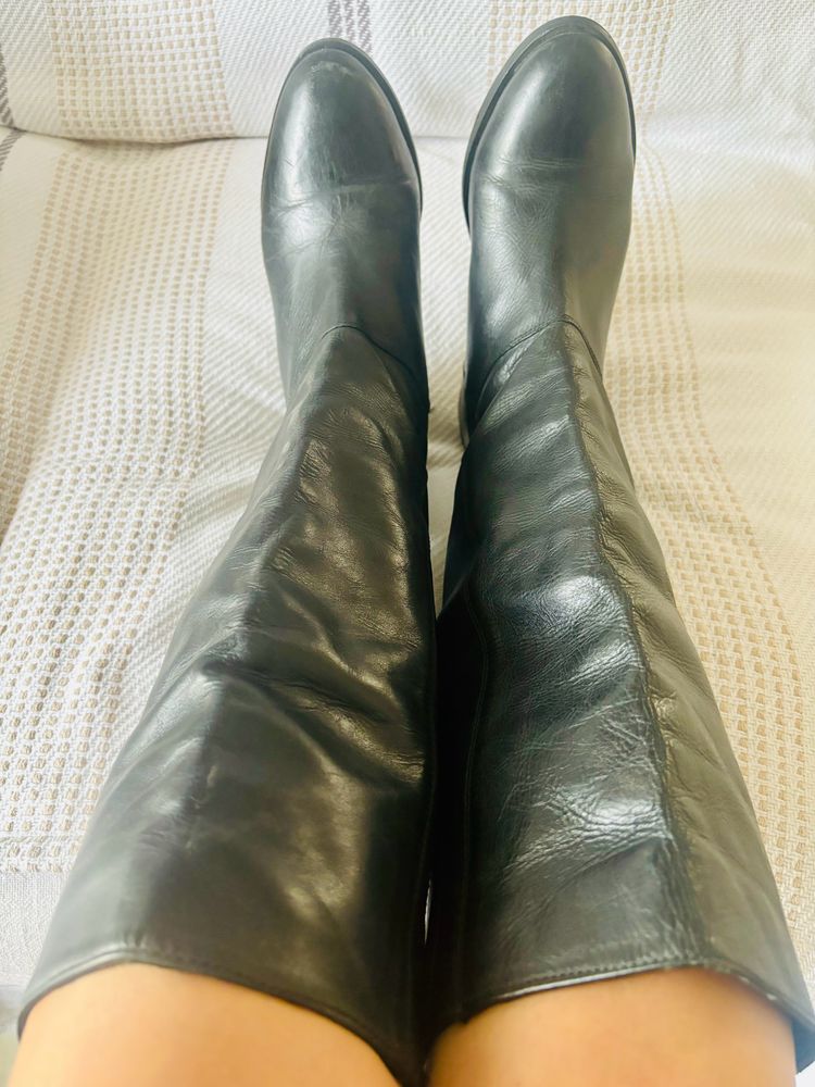 Below Knee Length Pure  Leather Boots