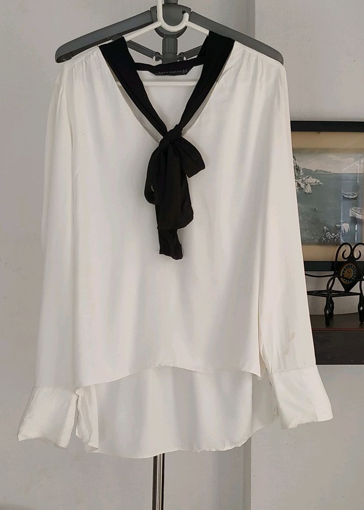 Zara White Button Up Blouse