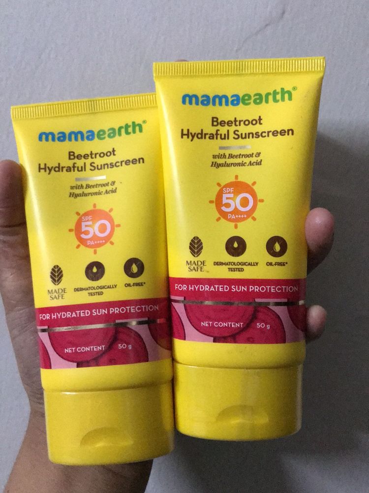 Mamaearth Beetroot Hydraful Sunscreen Pack 2