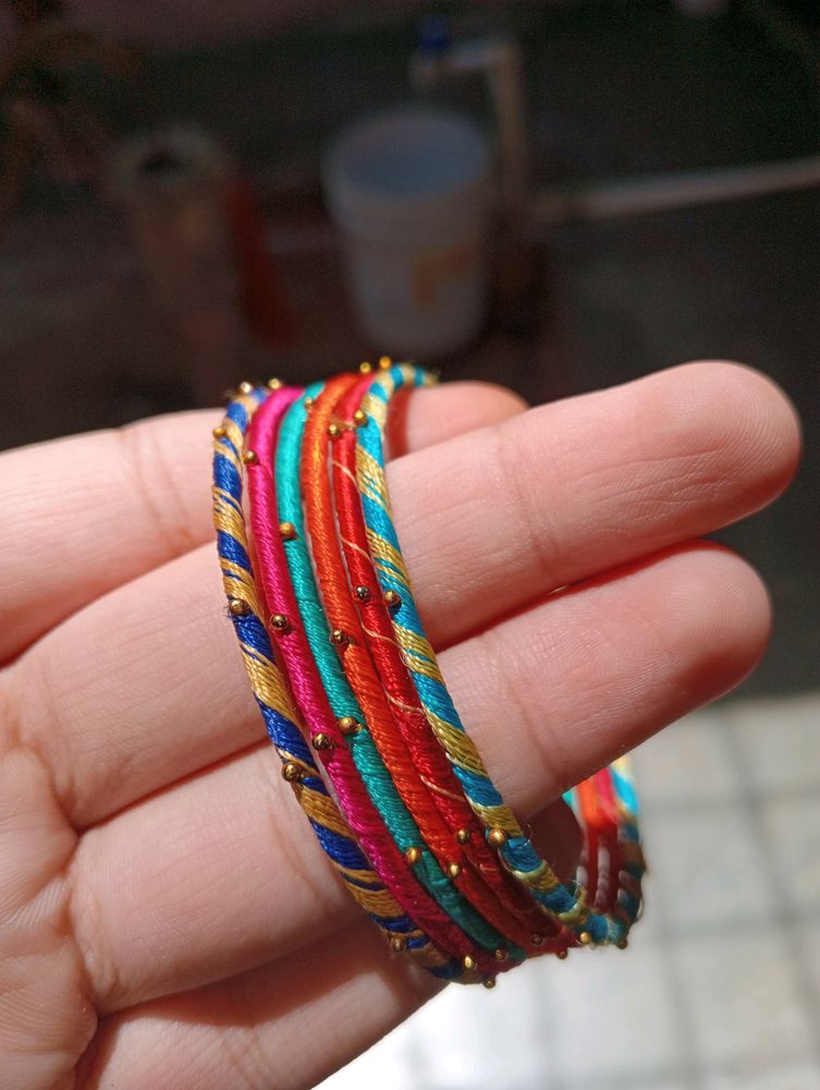 Multi Colour Bangels With Thread Work