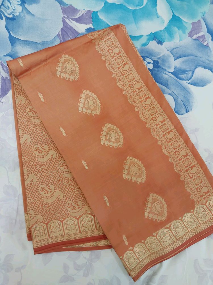 Peach Color Kanchipuram Saree *PRICE DROP*