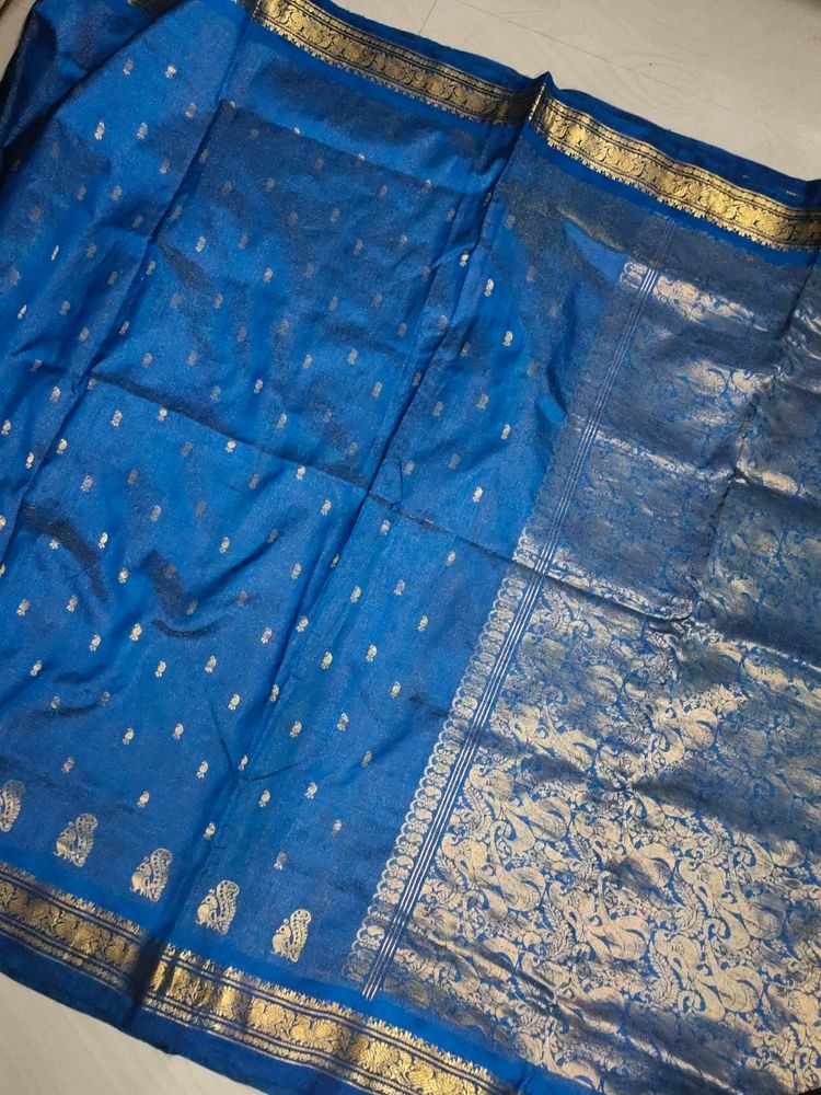 Blue Pure Kanchi Pattu Saree 💙