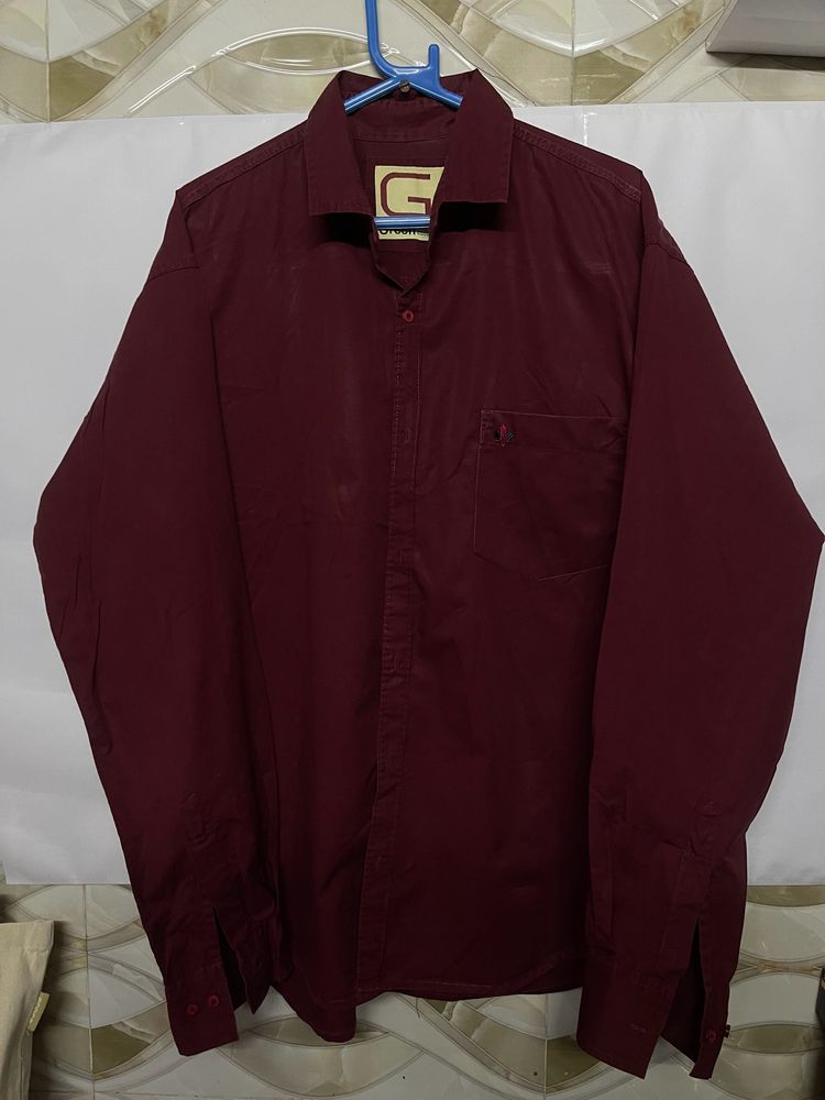 WoodNWoods Maroon Cotton Shirt