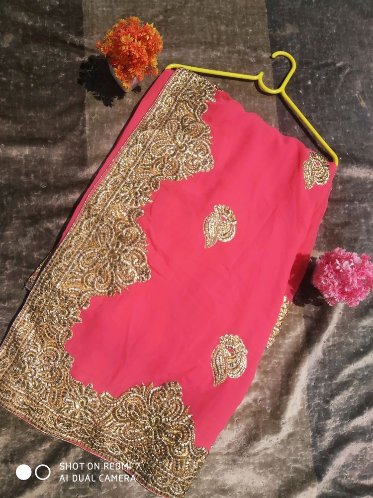 LIKE NEW SAREE WITH GOLDEN WORK