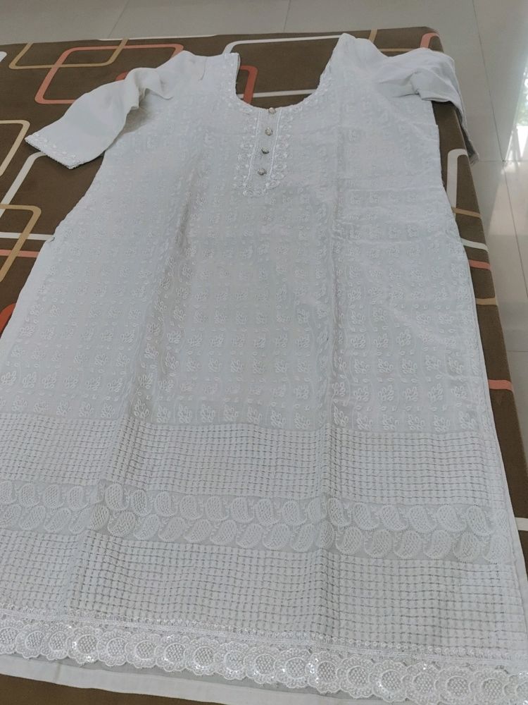 Chickenkari White Kurta