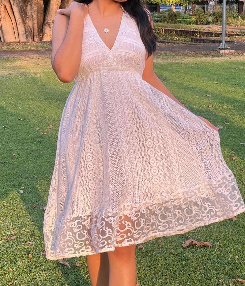 Lacy Midi V-neck Dress