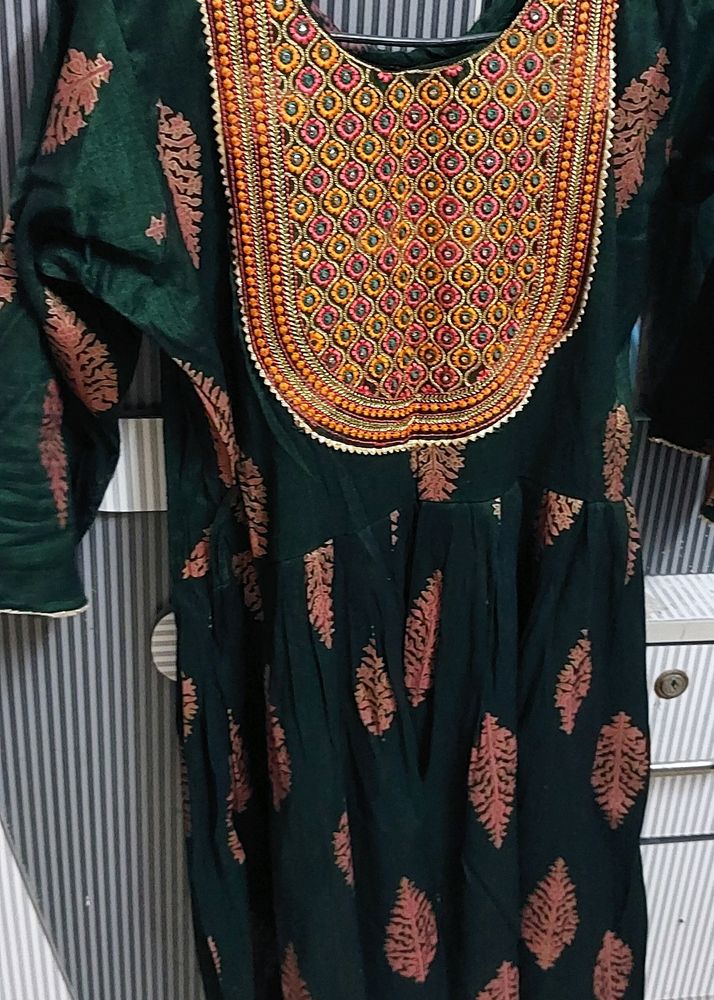 Dark Green Short Tunic Type Kurta