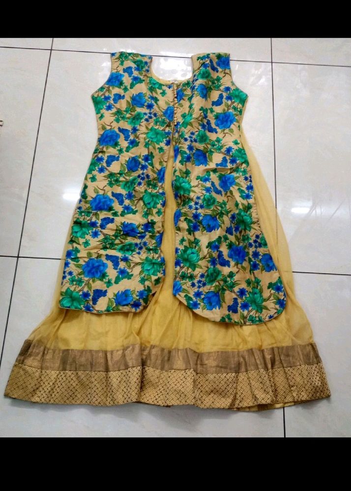 Cream And Blue Ethnic Party Wear