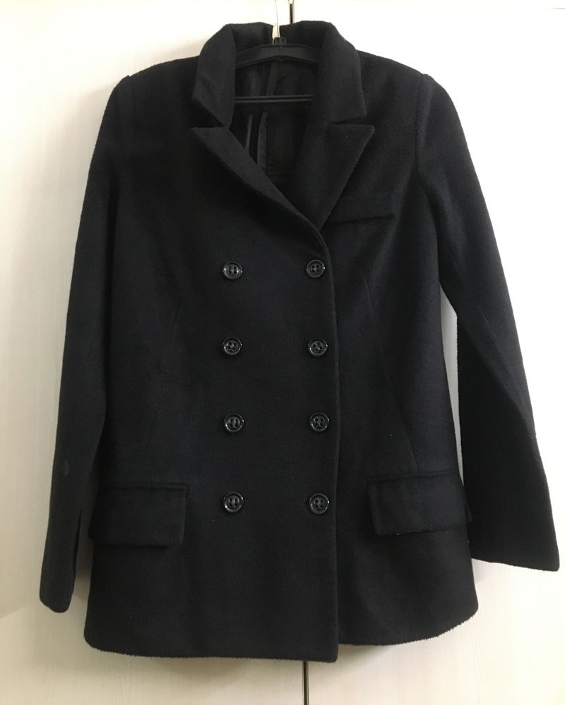 Black Wool Double Breasted Jacket