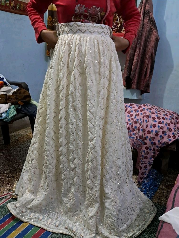 Viral White Chikenkari Lehenga