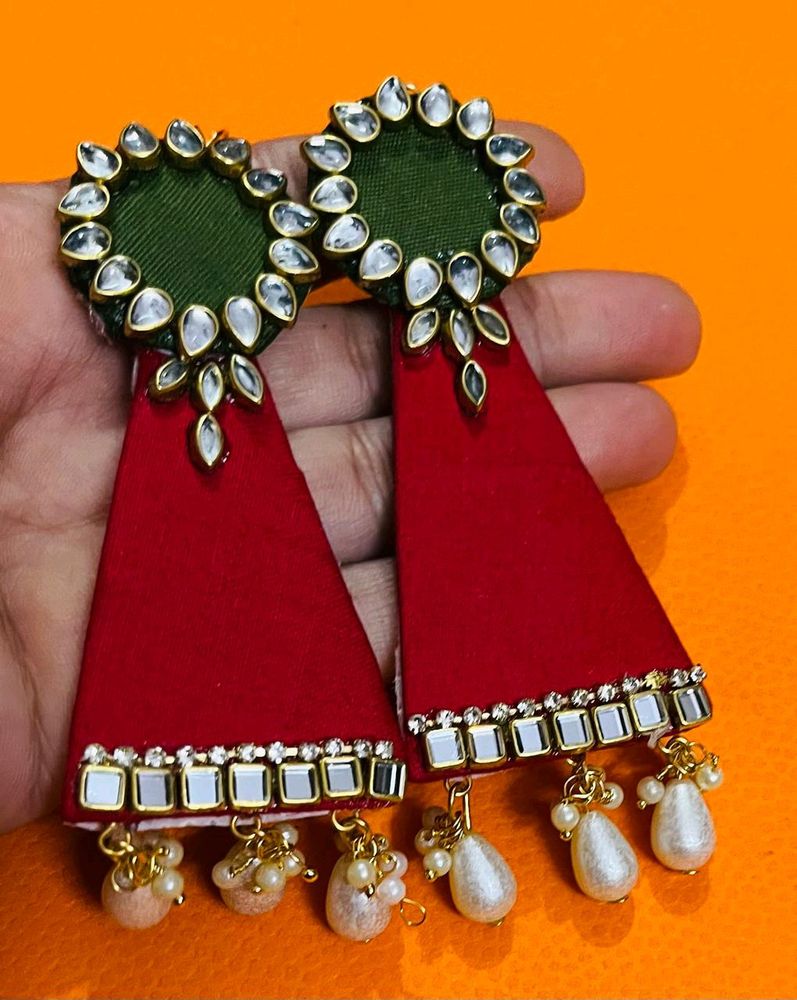 New Party Wear Earrings Colour Madhi & Red