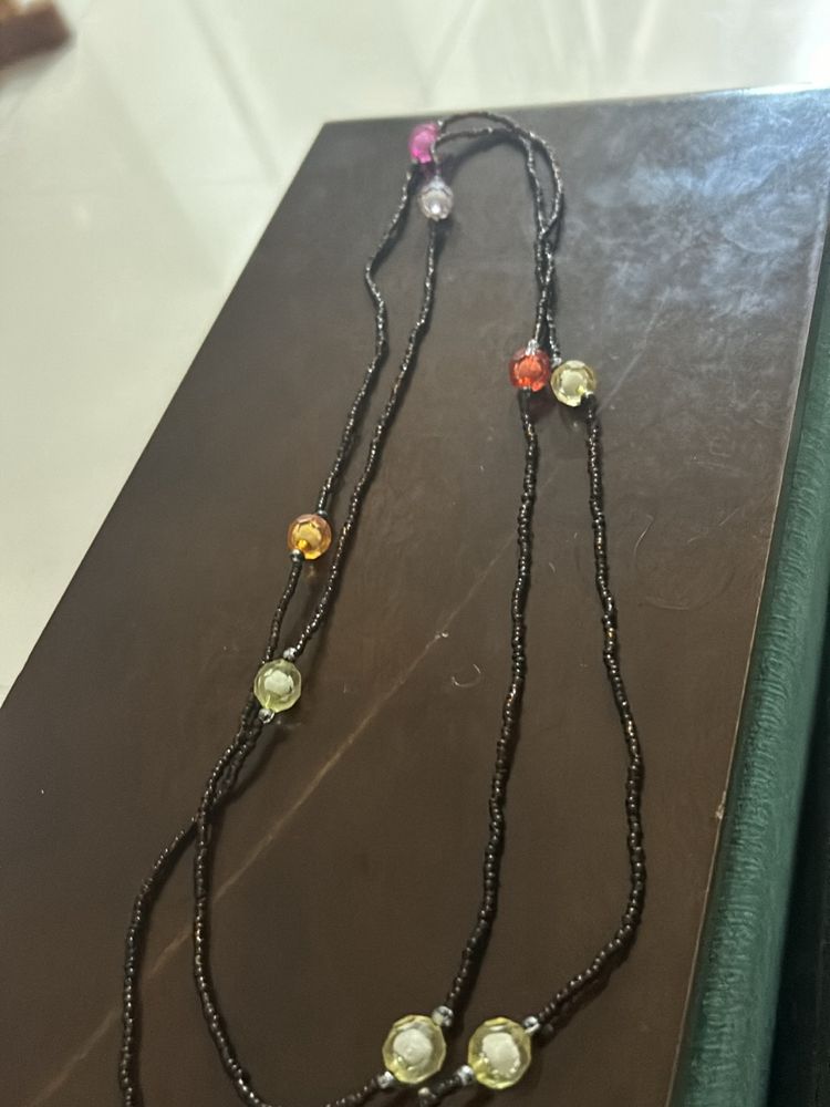 Long Necklace With Multicoloured Beads