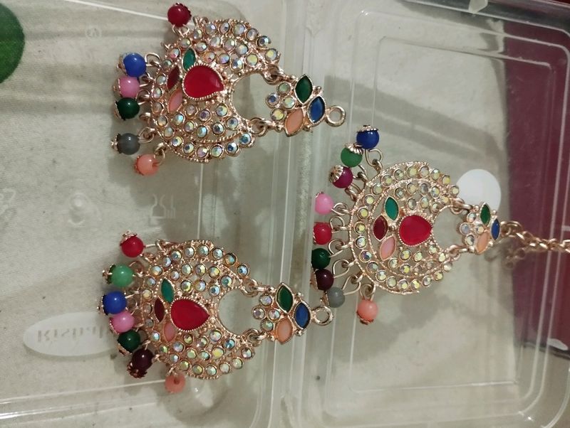 Shinning Earrings And Tikka Set