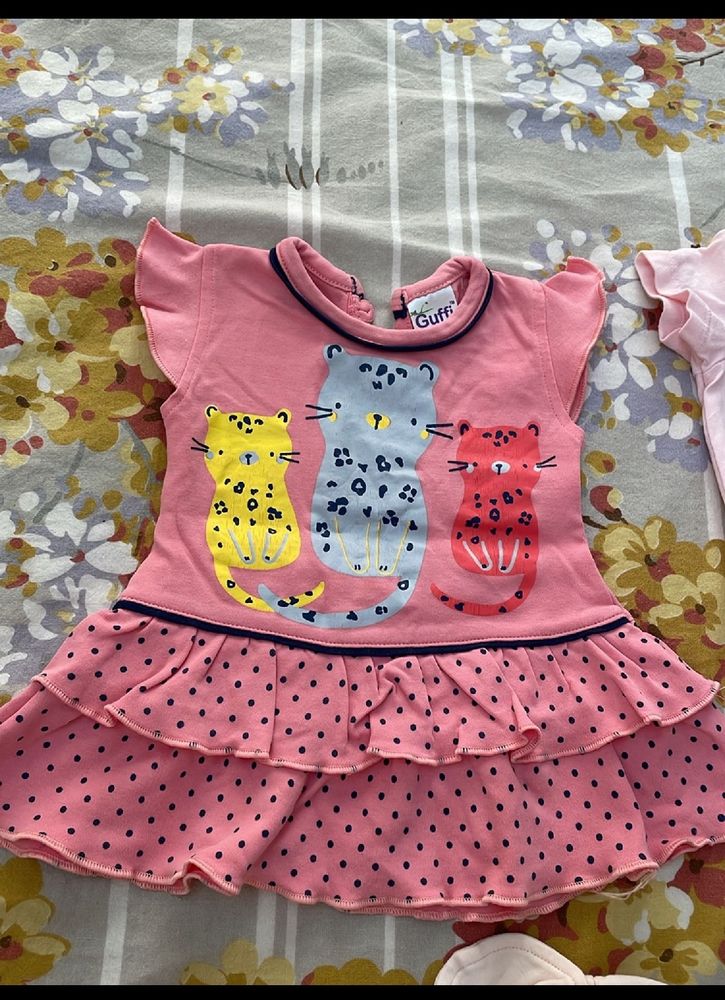 Combo Of 3 Baby Dresses 0-6 Months