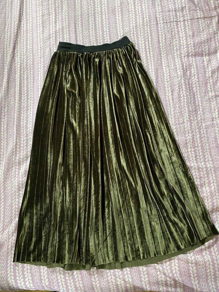 Velvet Midi Length Skirt