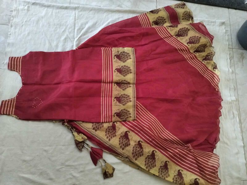 Red Lehnga With Kurti