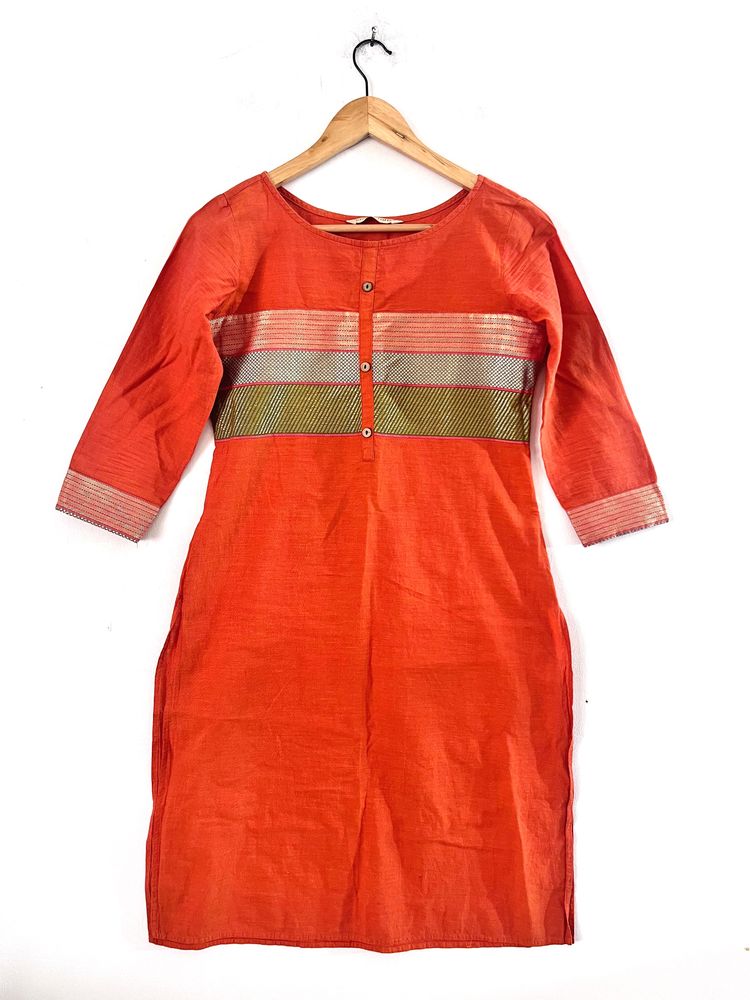 Orange Printed Kurta (Women)