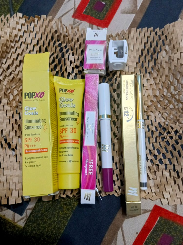 Myglamm Combo Sunscreen + Gel Eyeliner + Lipstick