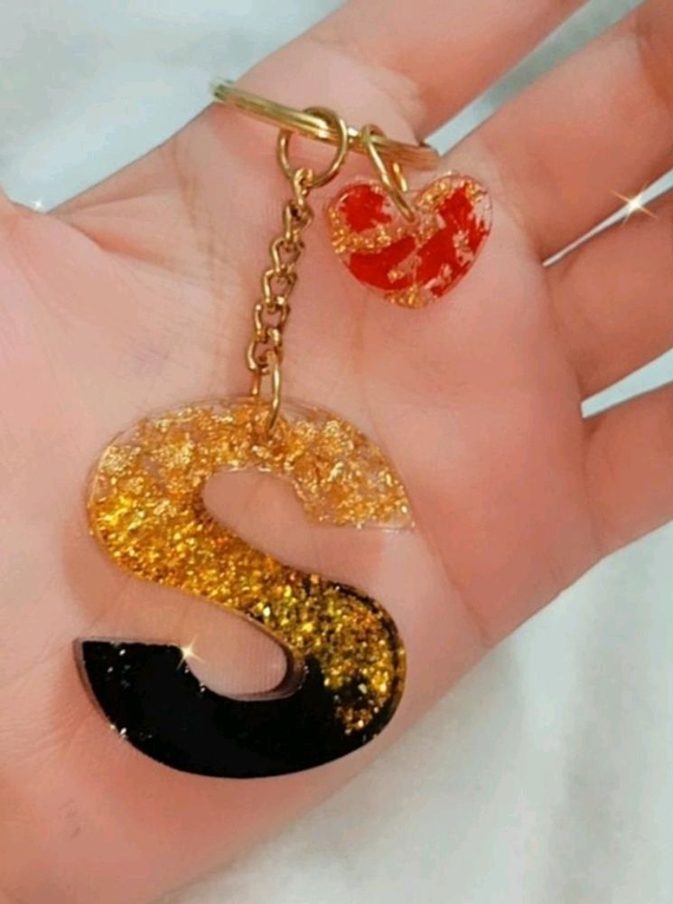 Resin Art Keychains In Black Colour