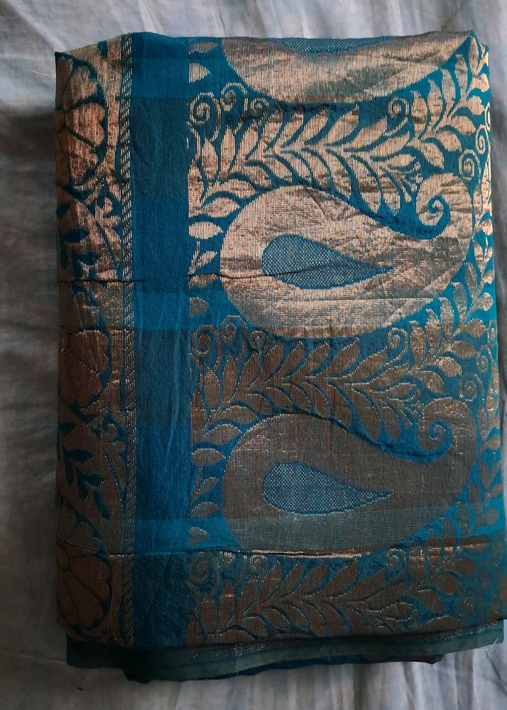 peacock blue saree