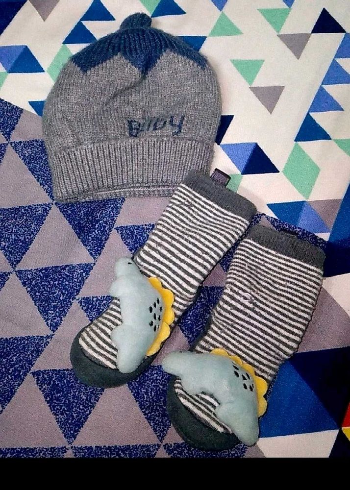 Cap And Boots Combo For Baby 6-12 Months