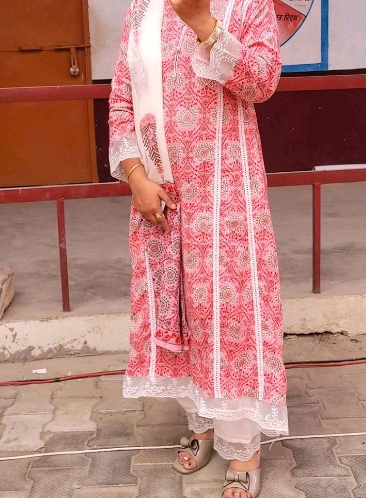 Beautiful Lace Kurta,plazoo& Duppata