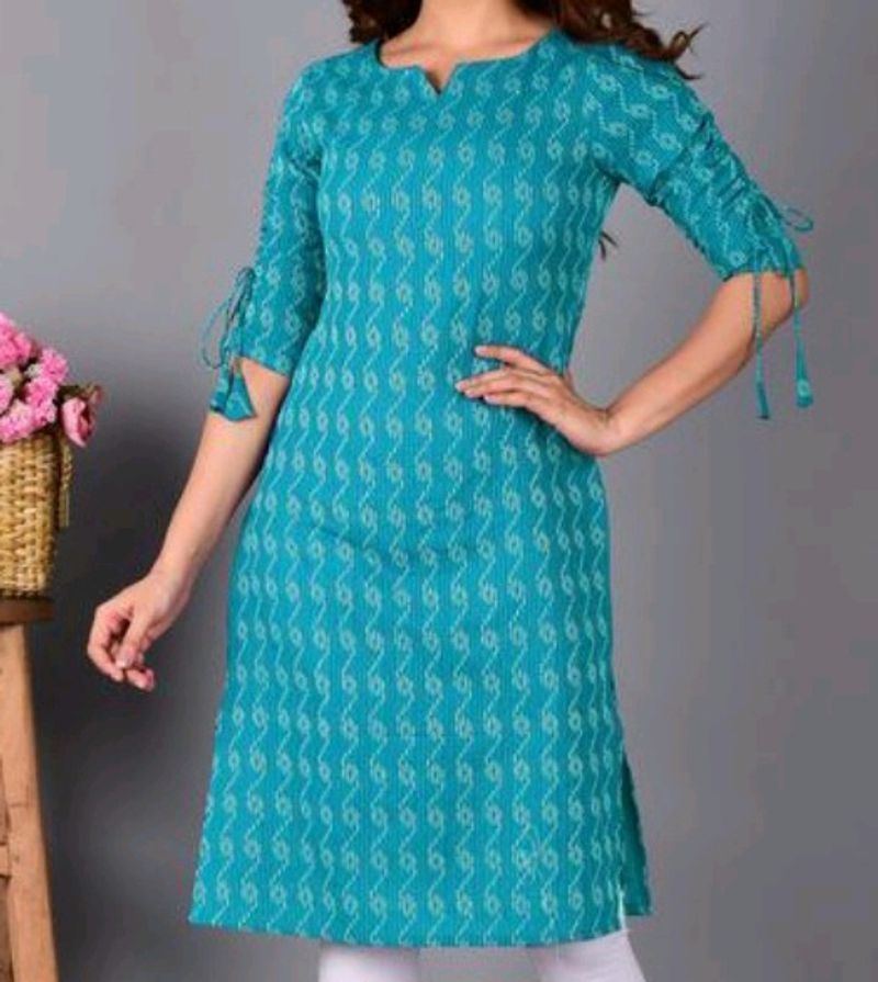 Full Sleeves Blue Colour Kurti ,Size - M