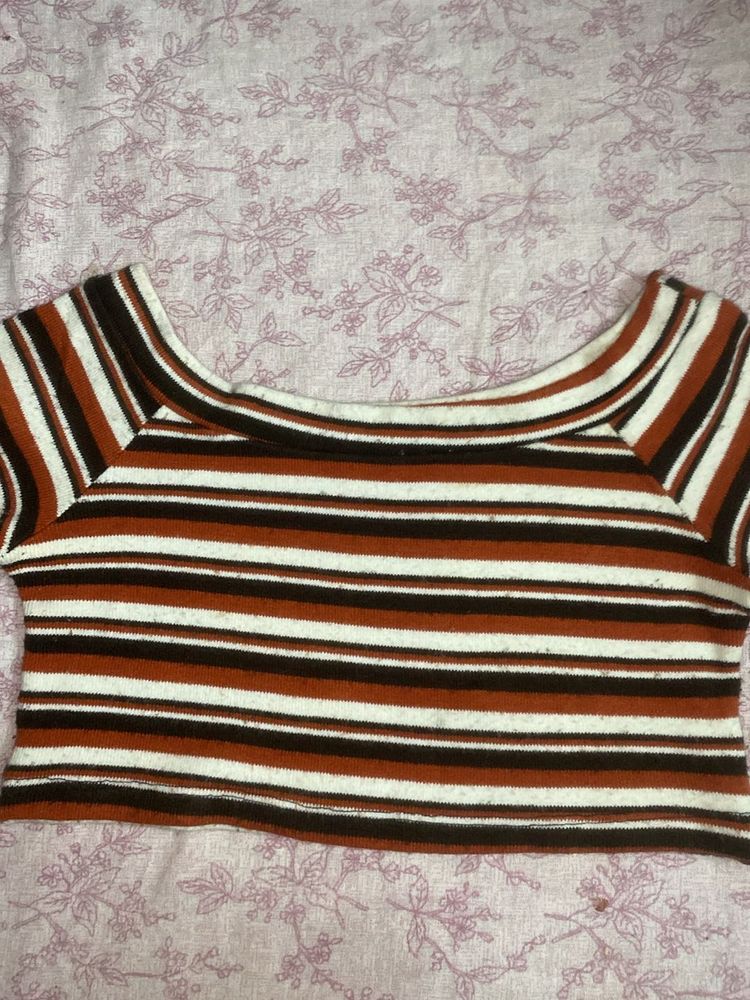 Multicolour Ribbed Crop Top #under199