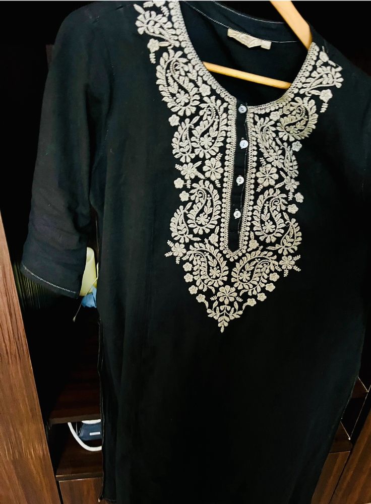 Embroidered black westside kurta