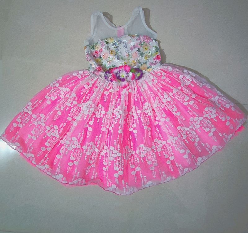 Pink Barbie Party Frock For Girls