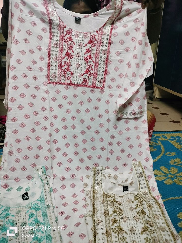 Rayon White Kurti